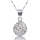 thumbnail image 1 of Collar de plata de ley 925 con colgante de bola con incrustaciones densas para mujer, joyería de plata de ley brillante con diamantes de imitación para bodas, uso diario, fiestas de disfraces, fiestas, 1 of 7