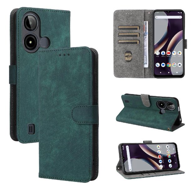 Funda Billetera para BLU C9 con Soporte - Cartera de Cuero con Ranuras Verde