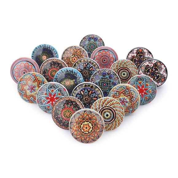 Tiradores para armarios Ajuny 55 mm Floral, paquete de 20 multicolores