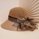 thumbnail image 3 of Women's Wide Brim Straw Bucket Hat with Floral Mesh Fascinator for Church, Weddings, and Beach Sun Protection - Perfect Valentine's Gift, 3 of 5