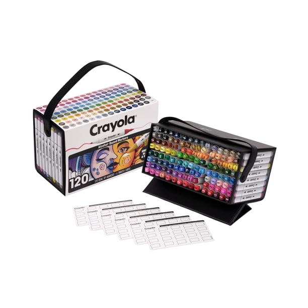 Set de marcadores Crayola de tinta alcohólica de doble punta, 120 piezas, punta fina y pincel
