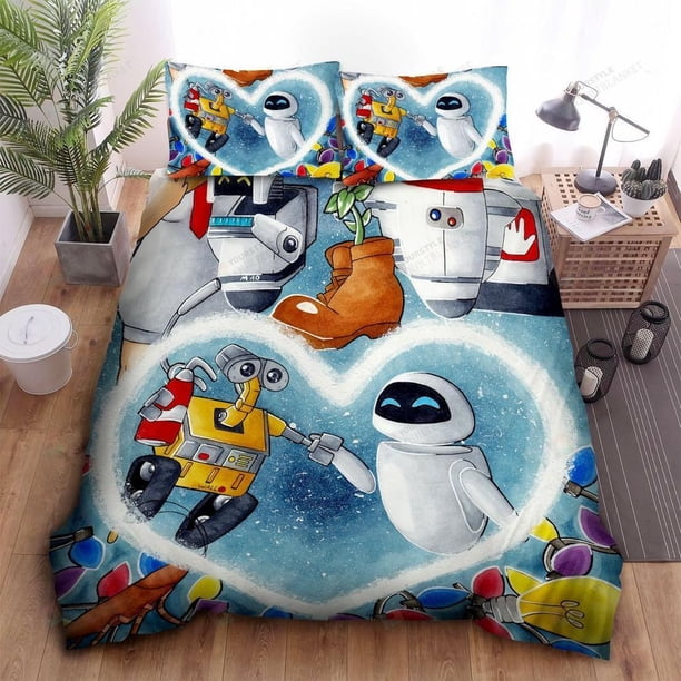 Wall E Eve And Other Characters Art Drawing Quilt Duvet Cover Set Bedclothes3-Piece Bedding Set