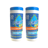 Pack 2 Dispensadores De Toallitas Desinfectantes Purity Eco , 50U Por Dispensador