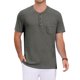 thumbnail image 1 of INSPIRE CHIC Camisetas Henley de Hombre de Manga Corta de Verano con Ribete en Contraste L Gris Oscuro, 1 of 6