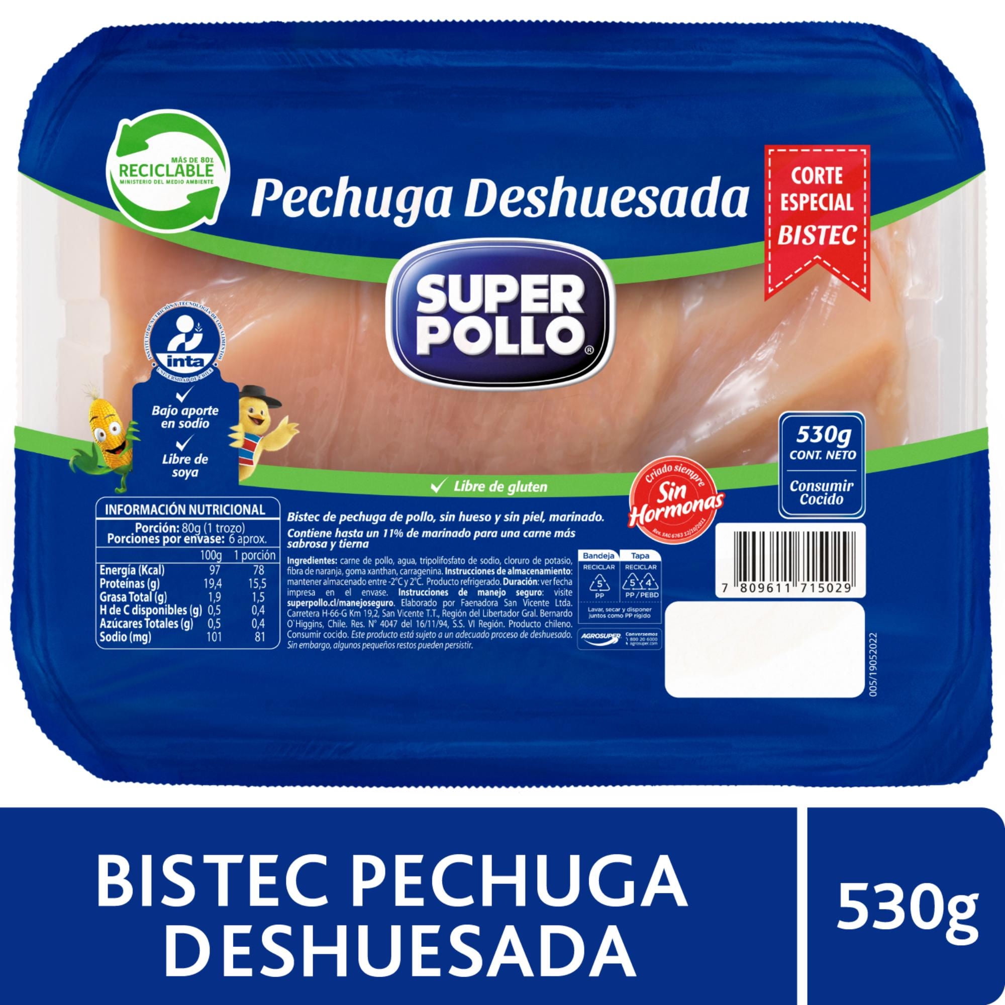 Pollo Bistec Envasado 530 g Super Pollo