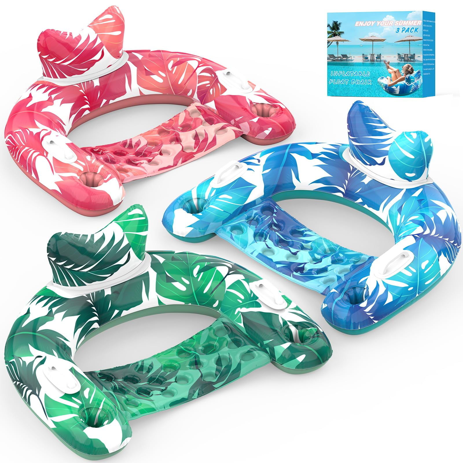 Sillas Hinchables Para Piscina Pool Floats Keucl, Paquete De 3