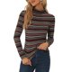 thumbnail image 1 of INSPIRE CHIC Blusa de Mujer de Cuello Alto a Rayas de Manga Larga para Fiesta de Navidad para Uso Casual o de Trabajo 3XL Rayas Negras, 1 of 6