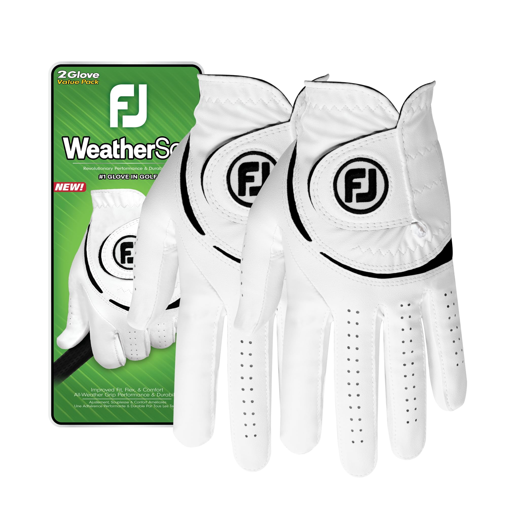 Guantes De Golf Footjoy Weathersof, Paquete De 2, Para Hombre, Blancos, M/l