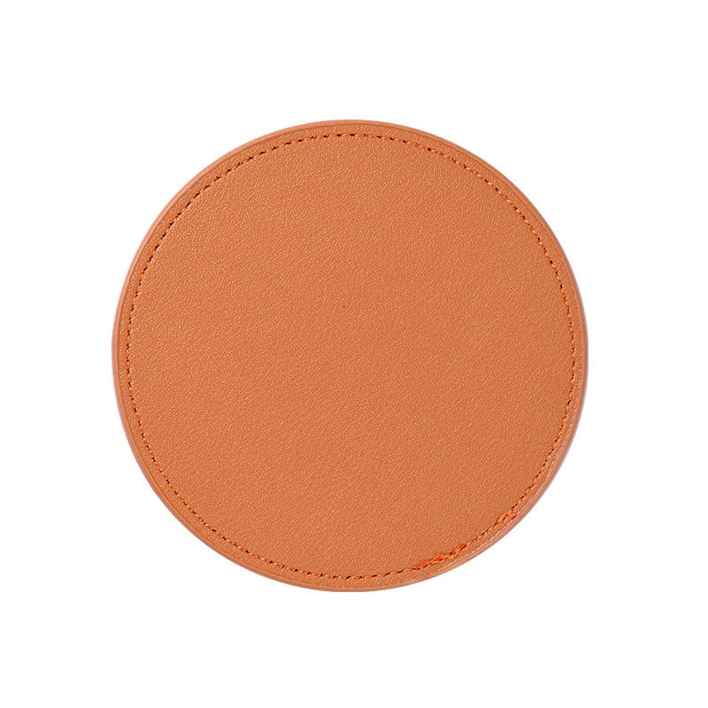 Xmhytop Juego De 4 Posavasos Redondos De Piel Suave Con Costura Decorativa, Ideal Para Tazas, Mesas De Madera Y Decoración Hogar, 4 Pulgadas, Marrón