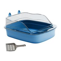 Ioensy - Caja De Arena Para Gatos Abierta, Orinal Grande, Forma De Dibujos Animados, Caja De Arena Para Gatos, Bandeja De Arena Para Gatos, Azul