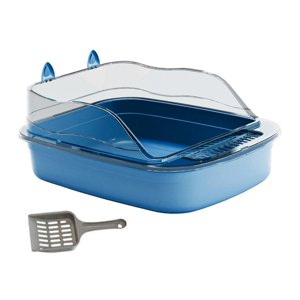 Ioensy - Caja De Arena Para Gatos Abierta, Orinal Grande, Forma De Dibujos Animados, Caja De Arena Para Gatos, Bandeja De Arena Para Gatos, Azul