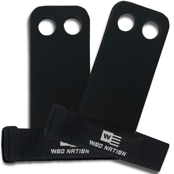 WOD Nation Protectores de Mano para Barra Gimnástica de Cuero Negro