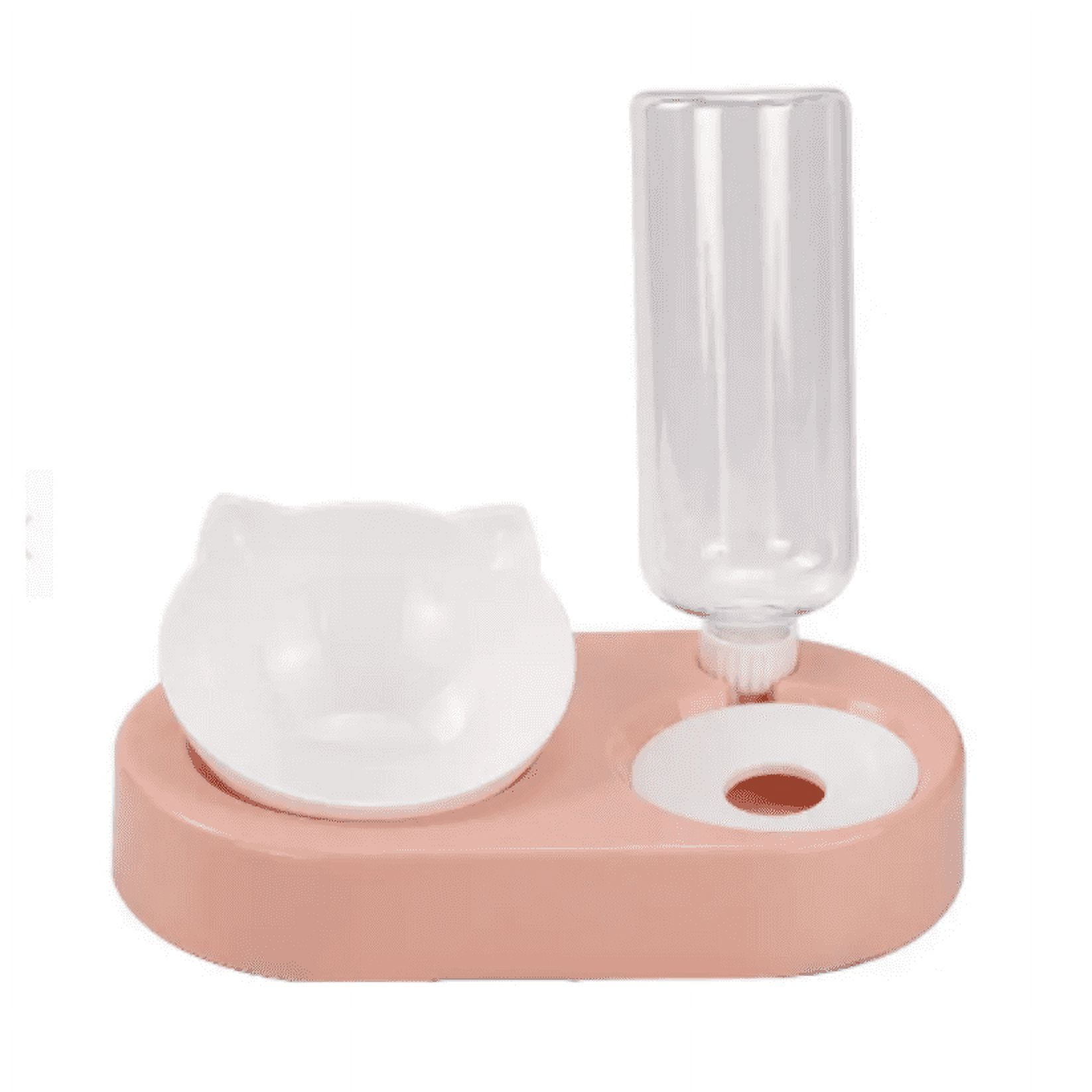 Akirapet - Comedero Para Gatos Con Dispensador De Agua Rosado