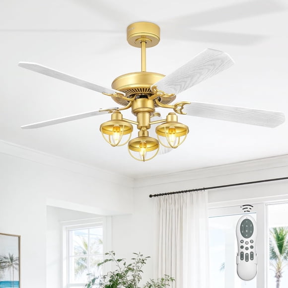 Ventilador De Techo 52 Pulgadas Oro Mate Con Control