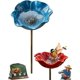 thumbnail image 1 of Estaca jardín flor metal hecha mano mini baño pájaros estación agua polinizadores regalo único, 1 of 7