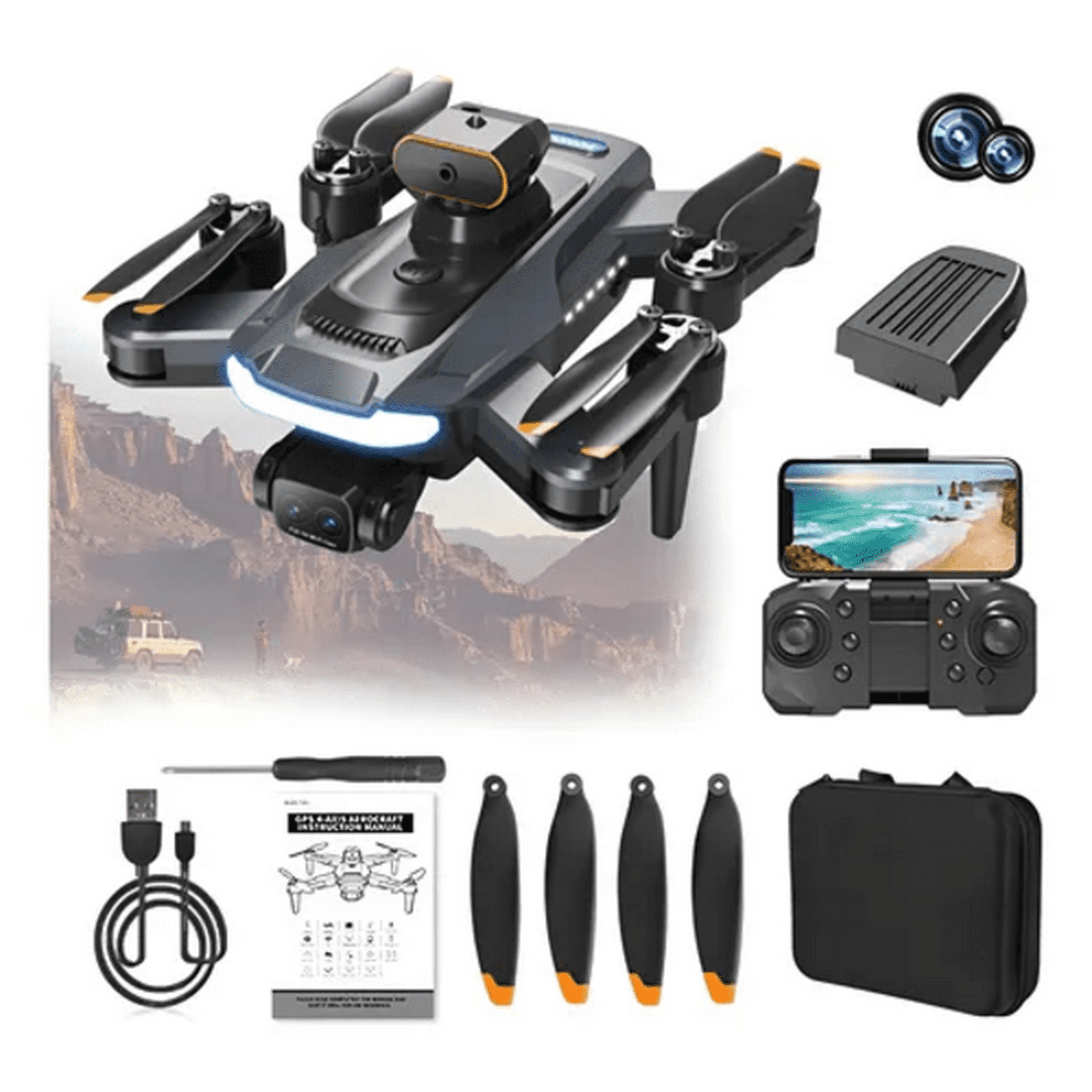 Genérico - Drone 8k Cámara Dual 2 Baterías Giro 360