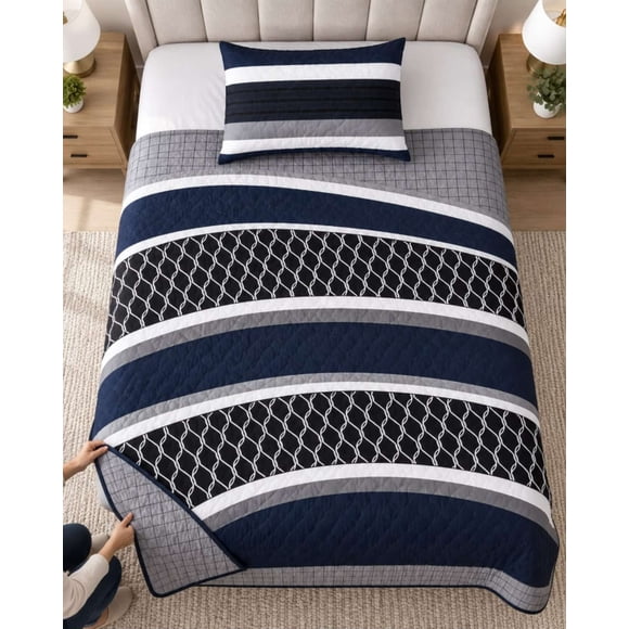 Cubrecama Quilt de Plaza y Media Con Funda De Almohada08