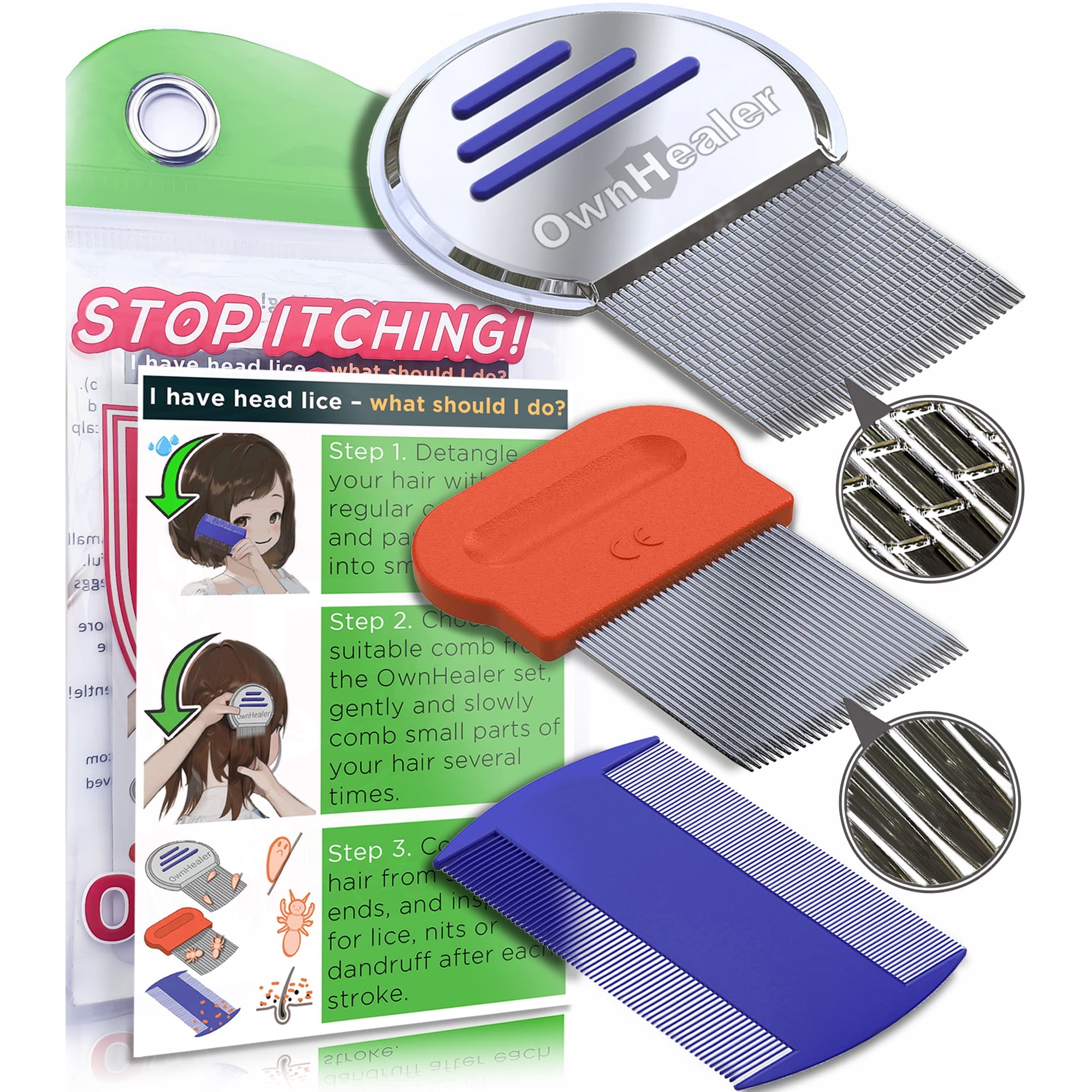 Ownhealer - Kit De Peine Para Piojos Professional Para Todo Tipo De Cabello
