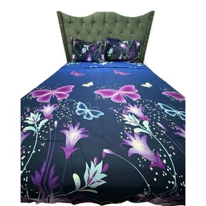 Teng Fei - Sabana De Género 2 Plazas Azul Diseño Mariposas