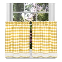 Juego De Cortinas Para Ventana Achim Buffalo Check Tier, 58 X 24 Cm, Color Amarillo