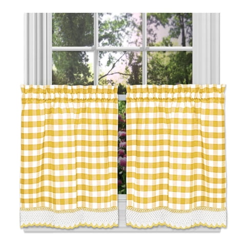 Juego De Cortinas Para Ventana Achim Buffalo Check Tier, Amarillo Y Marfil