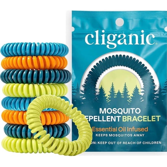 Pulseras repelentes de mosquitos Cliganic, paquete de 10 unidades, sin DEET