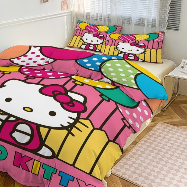 Hello Kitty 3-Piece Reversible Twin Bed Set - Includes 1 Reversible Twin Comforter