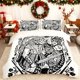 thumbnail image 1 of Featuring a Woodcut Print of a Female Knight Includes a Themed Printed Duvet Cover Set with 1 Duvet Cover And 2 Pillowcases Made of 100% Polyester It Is Durable, 1 of 1