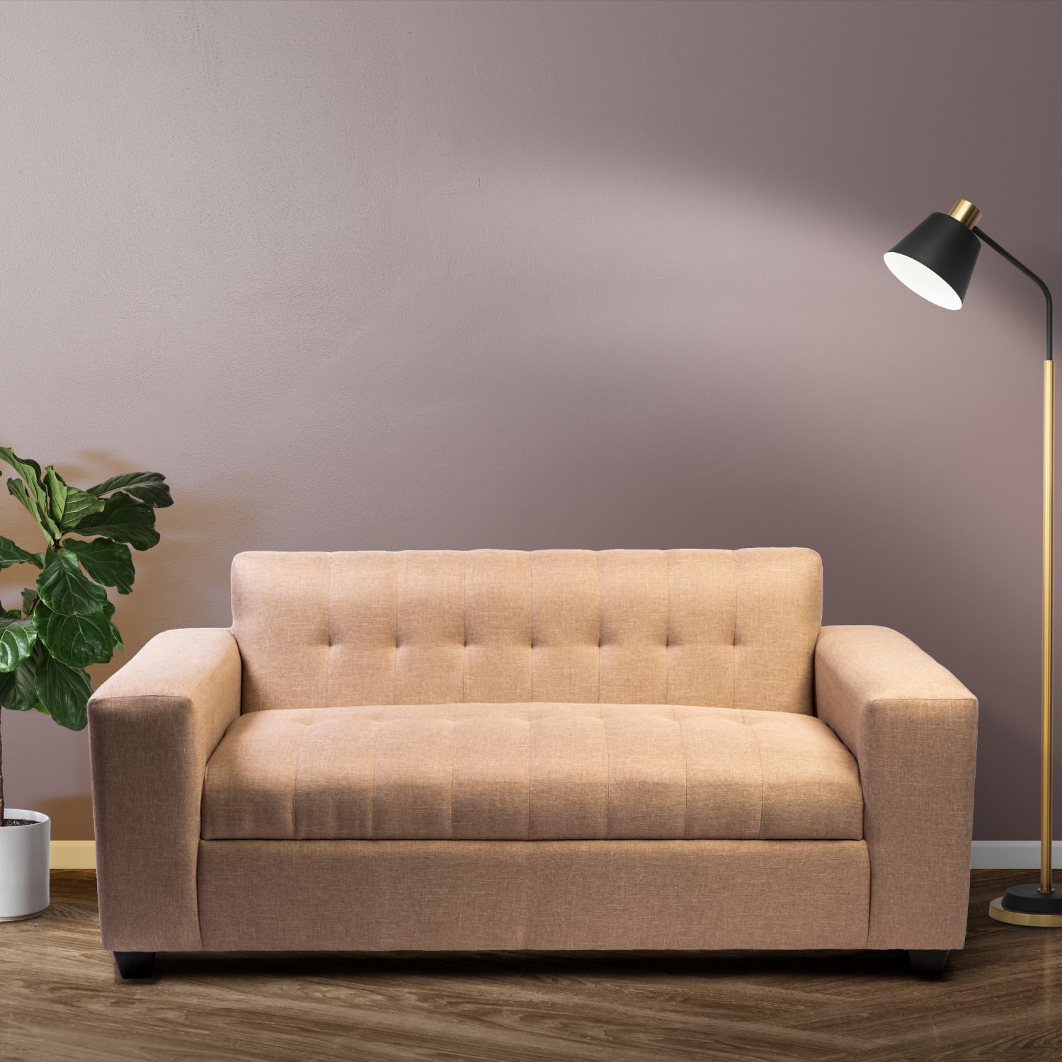 Muebles New - Sofa Dos Cuerpos Beige Lino