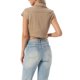 thumbnail image 3 of INSPIRE CHIC Chaquetas de Mezclilla Cortas con Mangas Cortas para Mujer de Regreso a Clases, Chaqueta de Jean Recortada con Botones, Caqui S, 3 of 6