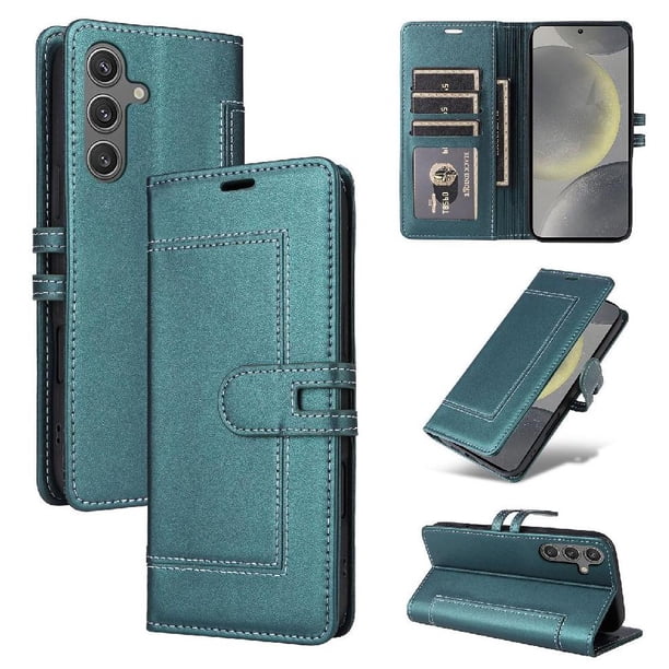 Premium Wallet Case for Samsung Galaxy S24 with Card Slots & Kickstand, Flip Cover Green