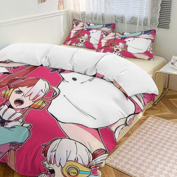 Funda nórdica Uta para cama, divertida, de dibujos animados de anime, ligera, de 3 piezas, edredón, fundas