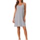 thumbnail image 2 of INSPIRE CHIC Vestido de Dormir de Modal Acanalado para Mujer con Doble Tirante Espagueti hasta la Rodilla para Descanso y Viaje M Gris, 2 of 5