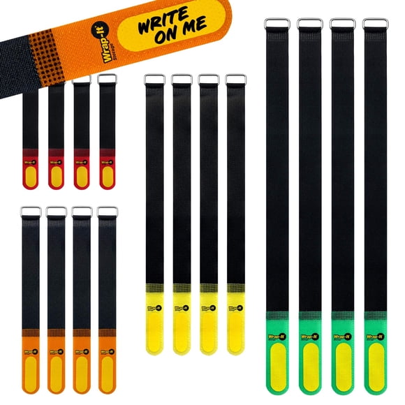 Cinch Straps Wrap-It Storage, gancho y lazo, paquete de 16