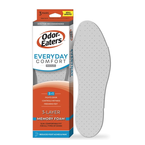 Plantillas Odor-Eaters Everyday Comfort de espuma viscoelástica de 3 capas, 3 pares