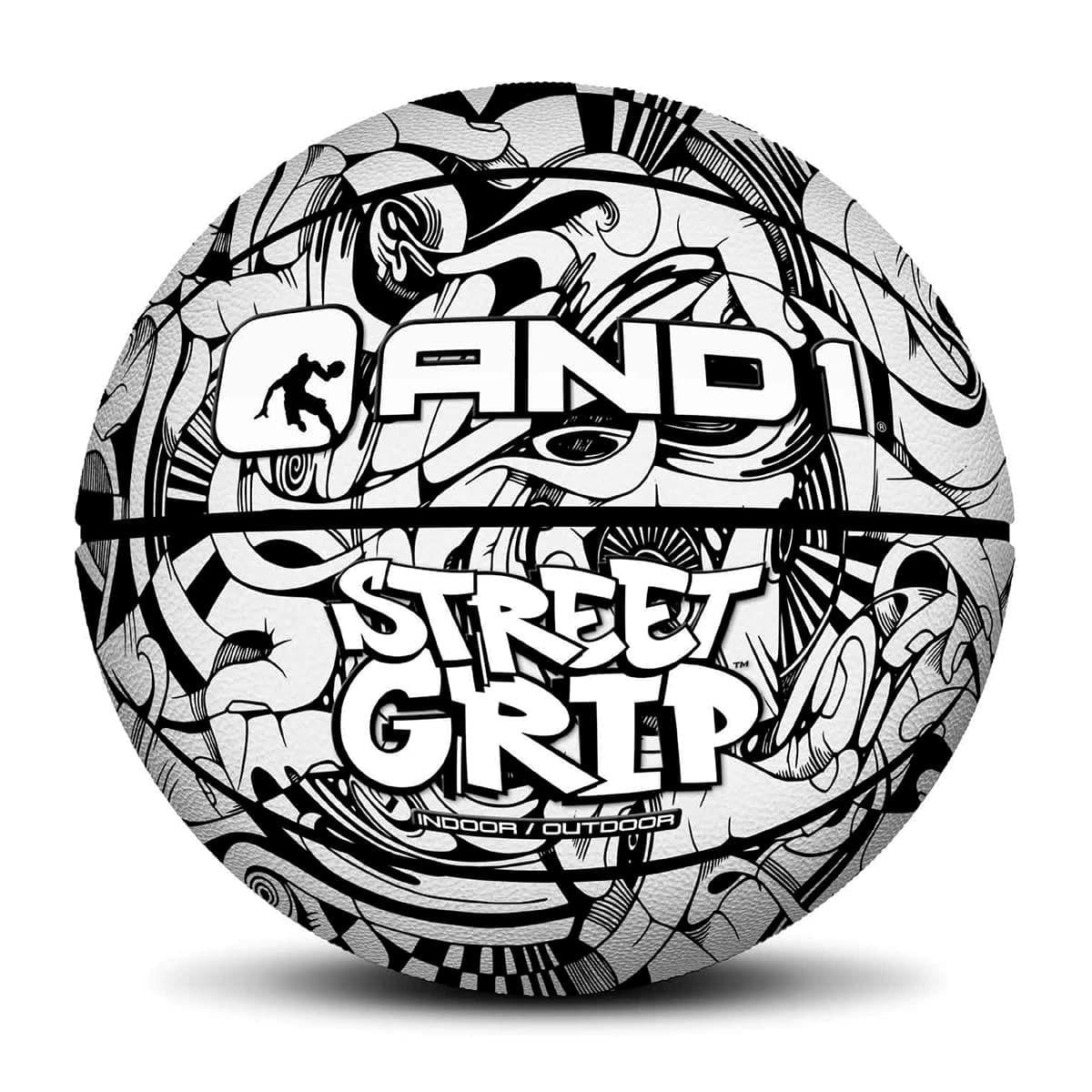 And1 - Balón De Baloncesto De Cuero Premium Street Grip Blanco Talla 7