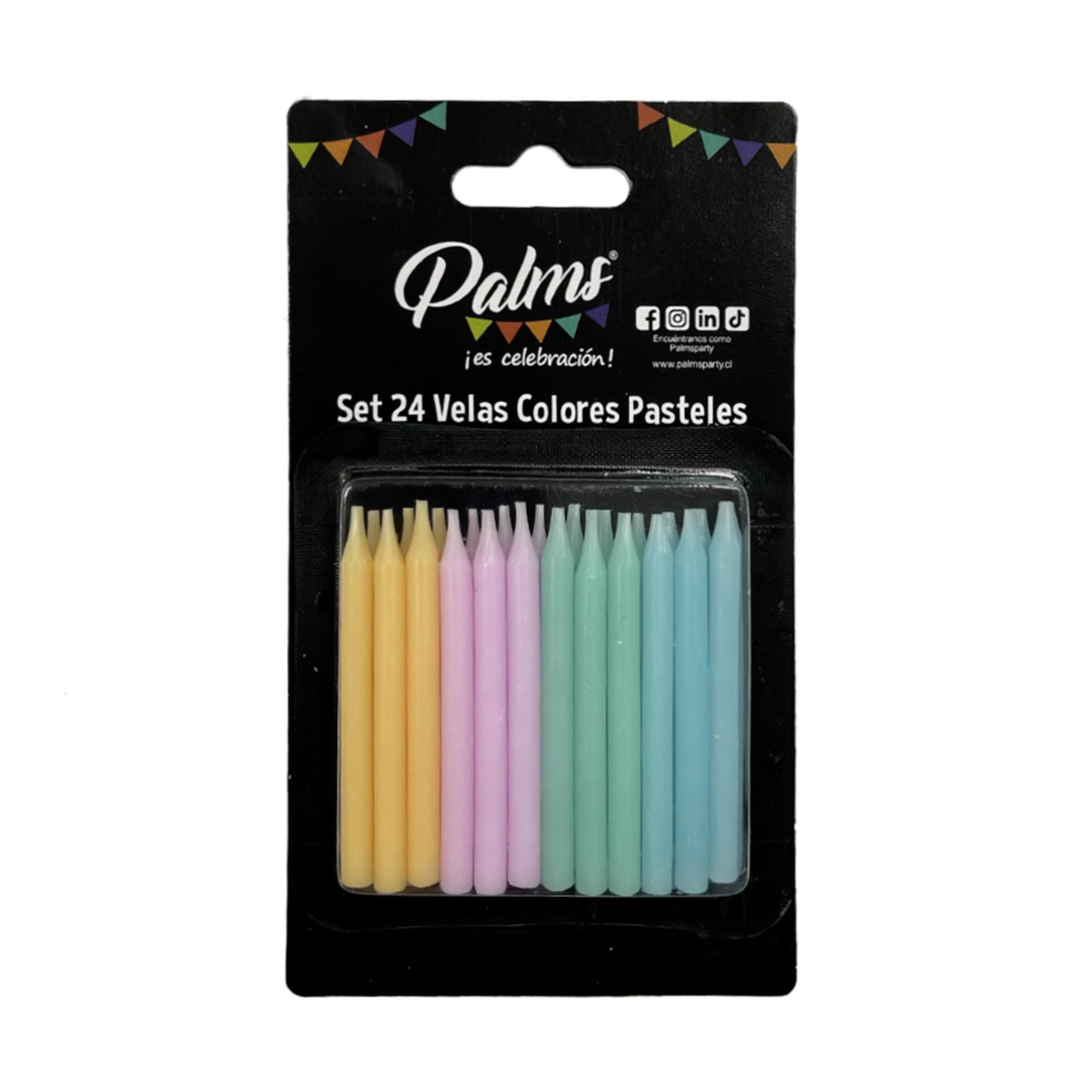 Set De 24 Velas Color Pasteles Palms