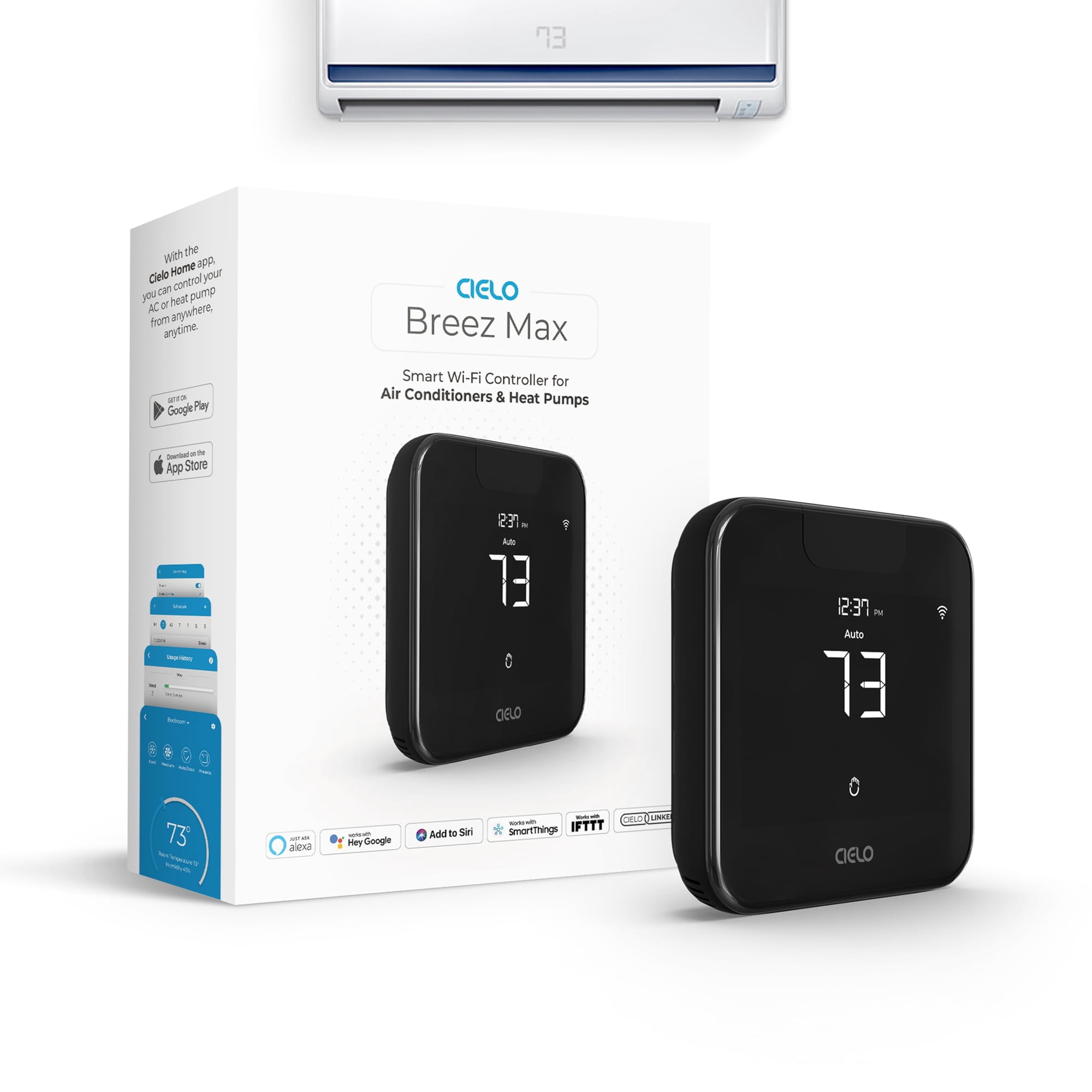 Controlador De Aire Acondicionado Inteligente Cielo Breez Max Energy Star Wifi Negro