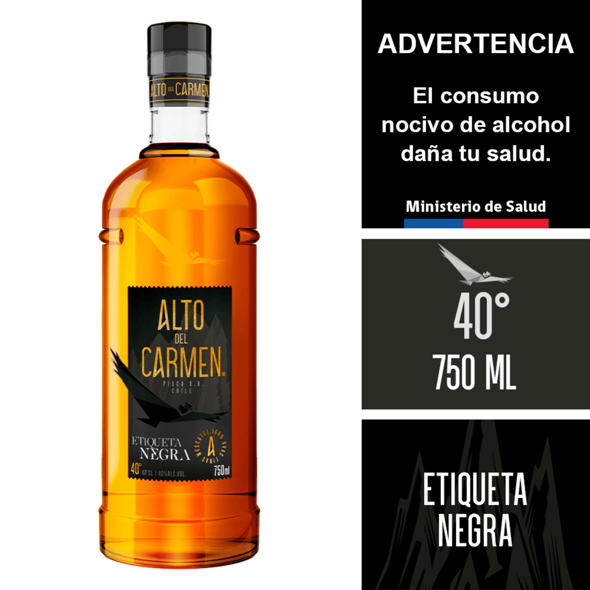 Alto Del Carmen - Pisco Etiqueta Negra 40° Botella