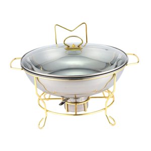 Magideal - Chafer De Buffet Redondo Con Tapa De Visualización De Vidrio Chafing Dish Buffet Set Calentador De Alimentos Capacidad De 3.7 Cuartos De Galón Para