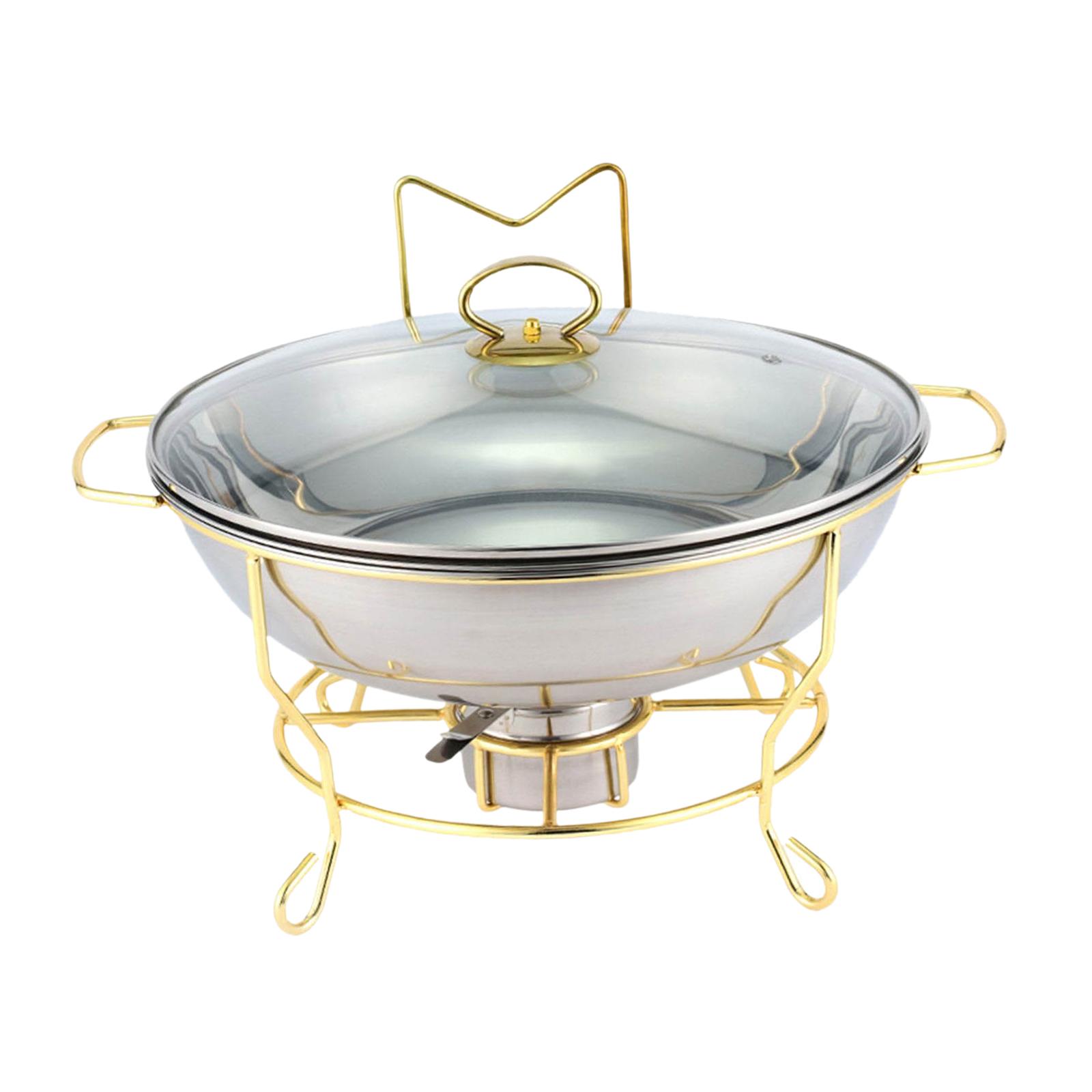 Magideal - Chafer De Buffet Redondo Con Tapa De Visualización De Vidrio Chafing Dish Buffet Set Calentador De Alimentos Capacidad De 3.7 Cuartos De Galón Para