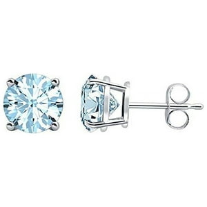 Aros Paris Jewelry 24K White Gold 2 Cttw Aquamarine Redondo Blanco
