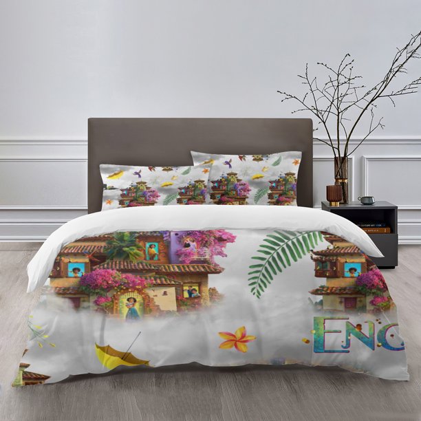 Encanto Bedding Sets Bed Cartoon Duvet Cover Lightweight 3 Piece Bet Sets for Kids Boys Girls