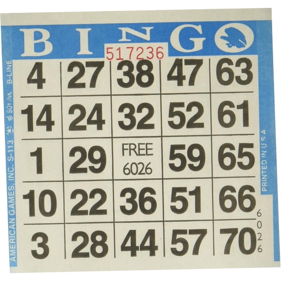 1 on Blue Bingo Paper, 500 hojas, incluye tarjetas