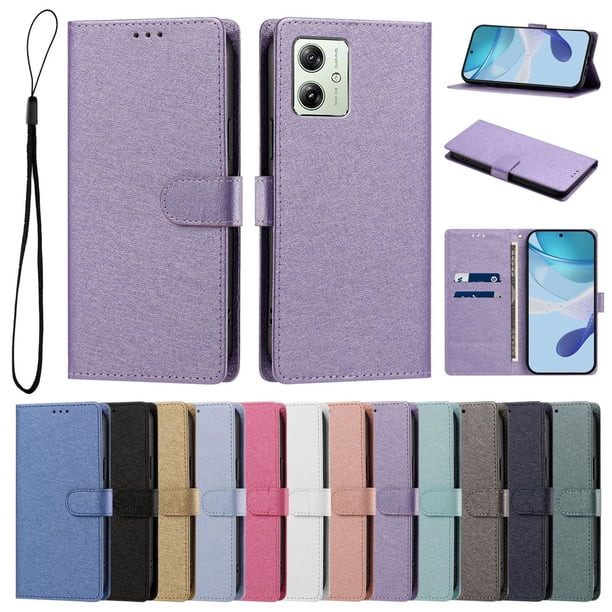 Cartera para Motorola Moto G14 con Bolsillo de Tarjetas, Lila