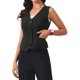 thumbnail image 4 of INSPIRE CHIC Chaleco de Mujer a Rayas sin Mangas con Cuello en V y Botones con Cinturón Trasero para Trabajo y Casual XS Gris Negro, 4 of 6
