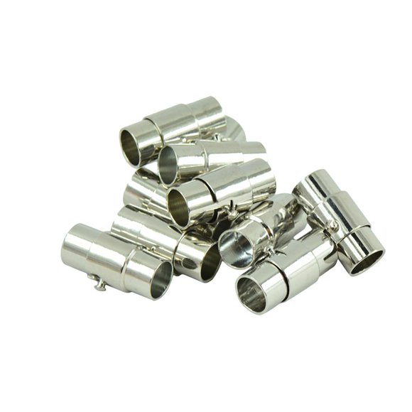 10 conjuntos de cuero-kumihimo pegamento en corchete magnético diapositiva bloqueo pulsera diy 6mm