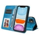 thumbnail image 2 of Funda tipo cartera FOXDOCK para iPhone 11 Pro Max , diseño girasol en relieve, cuero PU, cierre magnético, soporte y tarjetero, 2 of 5