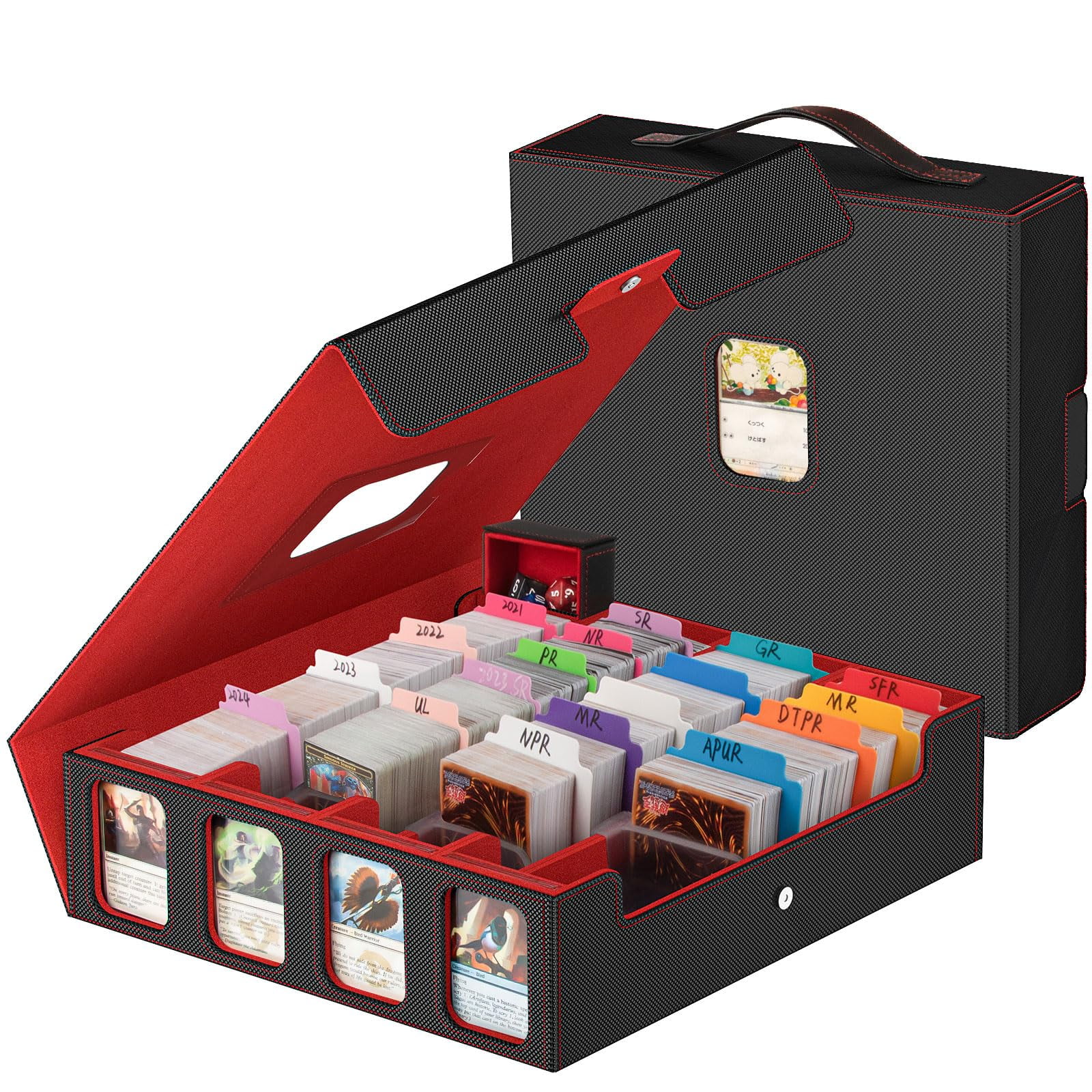 Caja De Almacenamiento De Tarjetas Gomyrod 3200+ Mtg Con Separadores Y Soporte Para Tarjetas