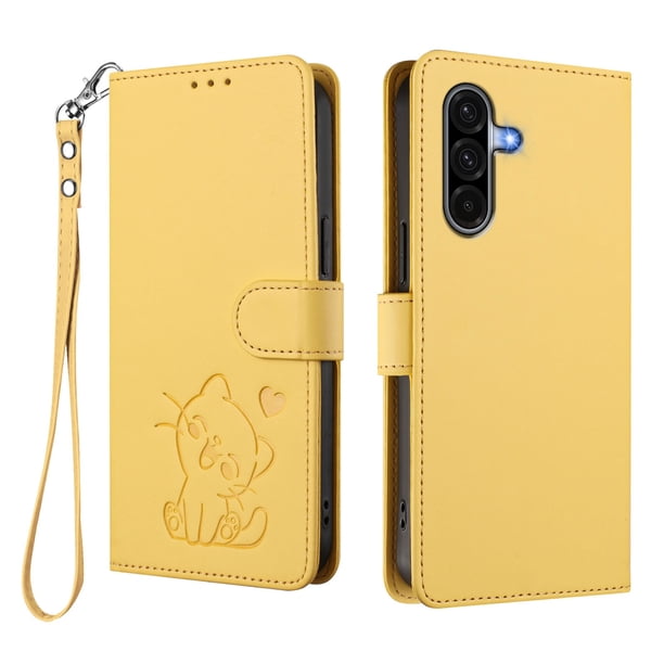 Samsung Galaxy A17 Funda Billetera con Ranuras para Tarjetas, Amarillo